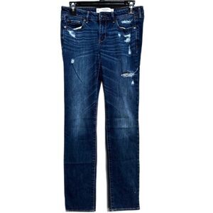 Abercrombie & Fitch The Skinny Distressed Jeans - Women 4R - Y2K Denim Dark Wash